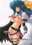 asymmetrical_wings belt breasts buckle dizzy guilty_gear large_breasts miwa_yoshikazu pirate sailor_collar short_shorts shorts solo tail tattoo thighhighs underboob wings 