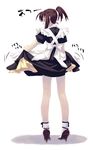  black_eyes black_hair copyright_request maid murakami_suigun pantyhose skirt skirt_lift socks solo white_legwear 