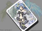  artist_request asymmetrical_wings blue_hair bow card card_(medium) choker dizzy feathers guilty_gear hair_ribbon long_hair long_sleeves necro_(guilty_gear) ribbon smile tail tail_bow tail_ribbon thighhighs twintails undine_(guilty_gear) wallpaper wings 