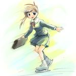  copyright_request ikeda_jun_(mizutamari) long_sleeves motion_lines pleated_skirt school_uniform skates skating skirt solo sweater 