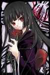  bangs blunt_bangs enma_ai flower hime_cut japanese_clothes jigoku_shoujo long_hair long_sleeves lowres red_eyes solo spider_lily yukian 