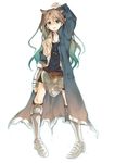  aki_eda animal_ears armor brown_hair cat_ears coat copyright_request fantasy jewelry long_hair long_sleeves necklace solo 