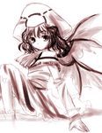  bat_wings long_sleeves lowres monochrome red remilia_scarlet solo tateha_(marvelous_grace) touhou wings 