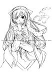  cigarette greyscale heterochromia long_hair long_sleeves monochrome morisoban rozen_maiden solo suiseiseki very_long_hair 