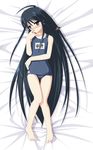  alastor_(shakugan_no_shana) barefoot black_hair blush flat_chest jewelry long_hair name_tag ogata one-piece_swimsuit pendant red_eyes school_swimsuit shakugan_no_shana shana swimsuit very_long_hair 