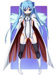  ban_(bannyata) blue_eyes blue_hair boots chain collar highres long_hair nymph_(sora_no_otoshimono) robot_ears solo sora_no_otoshimono thighhighs twintails wings 