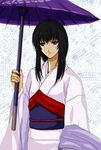  1girl black_hair brown_eyes female hakujyumidori japanese_clothes kimono long_hair rurouni_kenshin solo umbrella yukishiro_tomoe 