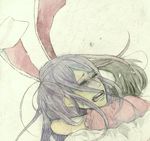  animal_ears bad_id bad_pixiv_id bunny_ears closed_eyes crying hug inaba_tewi konishi_mao multiple_girls reisen_udongein_inaba tears touhou traditional_media watercolor_(medium) 