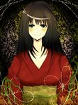  bad_id bad_pixiv_id black_hair fatal_frame fatal_frame_4 green_eyes haibara_sakuya highres japanese_clothes junjam kimono long_hair smile solo 