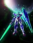  00_gundam_quant 00_qan[t] glowing gundam gundam_00 gundam_00_movie highres mecha space 