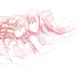  drill_hair gaap hime_cut long_hair monochrome multiple_girls pink sleeping suzushiro_kurumi umineko_no_naku_koro_ni virgilia yuri 