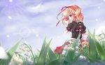  bad_id bad_pixiv_id blonde_hair blue_eyes bow flower hair_bow highres lily_of_the_valley medicine_melancholy mokubanoe ribbon short_hair solo su-san touhou 