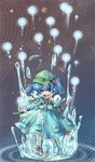  backpack bad_id bad_pixiv_id bag blue_eyes blue_hair cucumber fish fujimaru_jiji hair_bobbles hair_ornament hat kawashiro_nitori key leaf short_hair solo touhou twintails two_side_up 