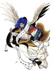  angel atlus blue_hair book demon dominion_(shin_megami_tensei) feather feathers persona sandals scales shin_megami_tensei wings 