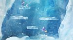  1girl food hammer hood ice ice_block ice_climber ice_climbers jumping nana_(ice_climber) orioto popo_(ice_climber) snow snowing vegetable wallpaper winter_clothes 