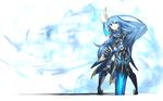  armor bad_id bad_pixiv_id blue_eyes blue_hair ganesagi gauntlets greaves hands_on_hilt highres long_hair original solo sword thighhighs very_long_hair weapon 