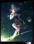  :q absurdres animal_ears basket dowsing_rod grey_hair highres legs looking_back mouse mouse_ears mouse_tail nazrin pointing red_eyes short_hair solo sousouman tail tongue tongue_out touhou 