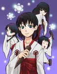  :3 bad_id bad_pixiv_id black_hair blue_eyes braid fatal_frame fatal_frame_3 japanese_clothes kuze_amane kuze_hisame kuze_minamo kuze_shigure long_hair miko multiple_girls nazumi_(sepaseri) short_hair twin_braids 