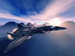  airplane artist_request canards cloud flying jet macross macross_plus mecha mountain no_humans realistic sun variable_fighter vf-11 