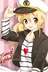  blonde_hair blue_eyes casual hat k-on! kotobuki_tsumugi listen!! long_hair mochizuki_yomogi peaked_cap sailor_hat solo 