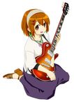  bad_id bad_pixiv_id brown_eyes brown_hair guitar hairband highres hirasawa_yui instrument k-on! kanno_miiyu sandals short_hair solo 