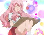  baka_to_test_to_shoukanjuu blush cap himeji_mizuki legs long_hair miniskirt pink_hair school_uniform skirt solo tagme thighs 