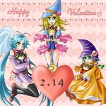  black_hair blonde_hair blue_eyes blue_hair blush brown_hair card_ejector dark_magician_girl doll dress effect_veiler fudou_yuusei green_eyes green_hair hat heart long_hair multiple_girls mutou_yuugi short_hair skirt thighhighs wand wings yellow_eyes yuu-gi-ou yuu-gi-ou_5d's yuu-gi-ou_gx yuuki_juudai 