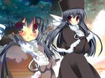  amamiya_yuuko black_hair ef feathers gloves hat long_hair red_eyes white_gloves yuuki_tsubasa 