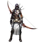  1boy archer armor atlantica_online bow bow_(weapon) full_body hood male male_focus marksman simple_background solo standing weapon white_background 