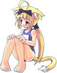  animal_ears artist_request blonde_hair cat_ears copyright_request one-piece_swimsuit school_swimsuit solo swimsuit 