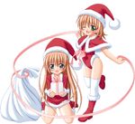  christmas gift hat multiple_girls nanami_to_konomi_no_oshiete_abc nishimura_konomi nishimura_nanami official_art santa_costume santa_hat sin-go studio_ring thighhighs transparent_background 