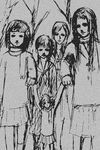  alien arms_up bare_tree braid character_request child expressionless greyscale heika_(heikahp) holding_hands horror_(theme) hosokawa_kanako long_sleeves maria-sama_ga_miteru matsudaira_touko monochrome multiple_girls neckerchief parody pleated_skirt school_uniform shirt skirt smile standing tree twin_braids 