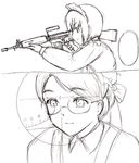  artist_request battle_rifle bob_cut bonnet creator_connection crossover emma_(victorian_romance_emma) fn_fal glasses greyscale gun haou_airen hat long_sleeves maid maid_headdress monochrome multiple_girls parody rifle shirley_(manga) shirley_medison short_hair sketch victorian_romance_emma weapon 