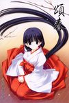  cherry_blossoms hakama japanese_clothes kusakabe_yuuki_(to_heart_2) long_hair long_sleeves miko nakamura_takeshi red_hakama solo to_heart_2 very_long_hair 