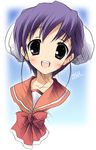  bun_cover double_bun himeyuri_ruri kantoku purple_hair school_uniform serafuku solo to_heart_2 