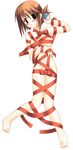  barefoot folded_ponytail full_body komaki_manaka mizuna_(water_emp-tei) naked_ribbon red_ribbon ribbon simple_background solo to_heart_2 white_background 