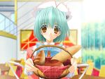  artist_request basket bread food game_cg green_hair long_sleeves maid new_~maid-san_no_gakkou~ solo 