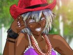  artist_request ayanami_raising_project ayanami_rei cowboy_hat dark_skin ganguro hat jewelry jpeg_artifacts makeup nail_polish necklace neon_genesis_evangelion pink_nails solo western 