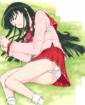  kusakabe_yuuki_(to_heart_2) long_sleeves panties pantyshot pleated_skirt school_uniform serafuku shichimenchou skirt sleeping solo to_heart_2 underwear 