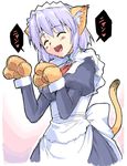  ^_^ animal_ears artist_request blue_hair blush brooch cat_ears cat_tail closed_eyes dress happy jewelry kotonomiya_yuki long_sleeves maid paw_pose paws short_hair sketch solo suigetsu tail translated turtleneck 