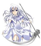  big_wednesday blue_eyes looking_at_viewer momo_(shinigami_no_ballad) scythe shinigami_no_ballad solo thighhighs white_background white_hair white_legwear 