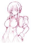  artist_request breasts hand_on_hip large_breasts lineart milfa monochrome robot robot_ears sketch solo stuffed_animal stuffed_toy teddy_bear to_heart_2 wrist_cuffs 