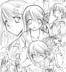  artist_request blush character_request expressions folded_ponytail greyscale kiss komaki_manaka long_hair long_sleeves looking_at_viewer lowres lucy_maria_misora monochrome multiple_girls open_mouth running school_uniform serafuku short_hair sketch tears to_heart_2 tonami_yuma 