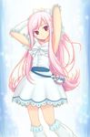  boots cosplay cure_white cure_white_(cosplay) futari_wa_precure long_hair lucy_maria_misora magical_girl male_focus parody pink_eyes pink_hair precure ryp solo to_heart_2 white_footwear 