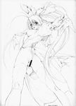  artist_request bottomless censored greyscale highres long_sleeves monochrome mushihime-sama reco ribbon solo thighhighs traditional_media 