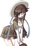  artist_request bag braid brown_hair fujisawa_yayoi_(uchuu_no_stellvia) glasses handbag hat long_sleeves ribbon solo twin_braids uchuu_no_stellvia 