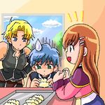  2boys artist_request cliff_fittir cooking fayt_leingod long_sleeves lowres multiple_boys sophia_esteed star_ocean star_ocean_till_the_end_of_time window 