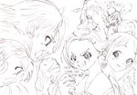  5girls artist_request crossover cure_black cure_white earrings eyelashes fatal_fury futari_wa_precure futari_wa_precure_splash_star greyscale hyuuga_saki jewelry long_hair magical_girl mark_of_the_wolves mishou_mai misumi_nagisa monochrome multiple_boys multiple_girls precure rock_howard short_hair snk terry_bogard yukishiro_honoka 