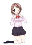  long_sleeves original pleated_skirt school_uniform skirt socks solo usashiro_mani 