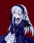  bangs long_hair long_sleeves red_eyes rozen_maiden solo suigintou takami_ryou white_hair 